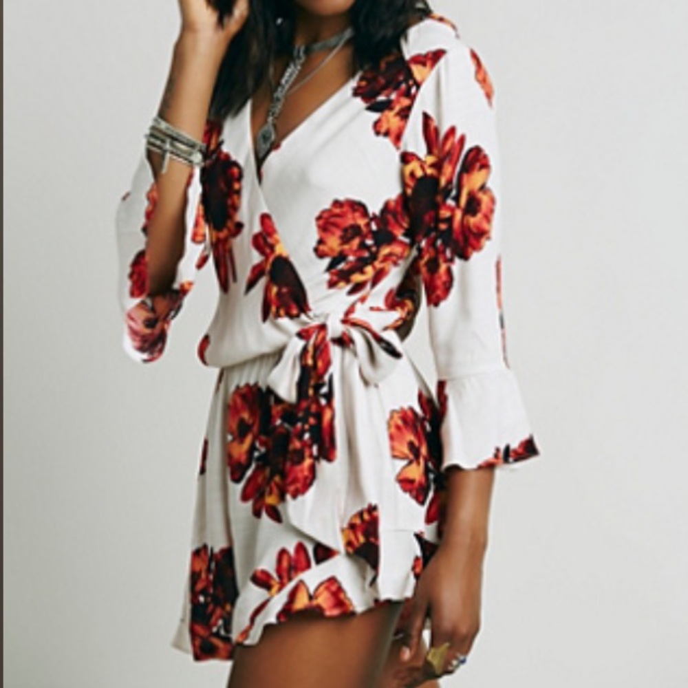 Free People All The Right Ruffles Floral Romper